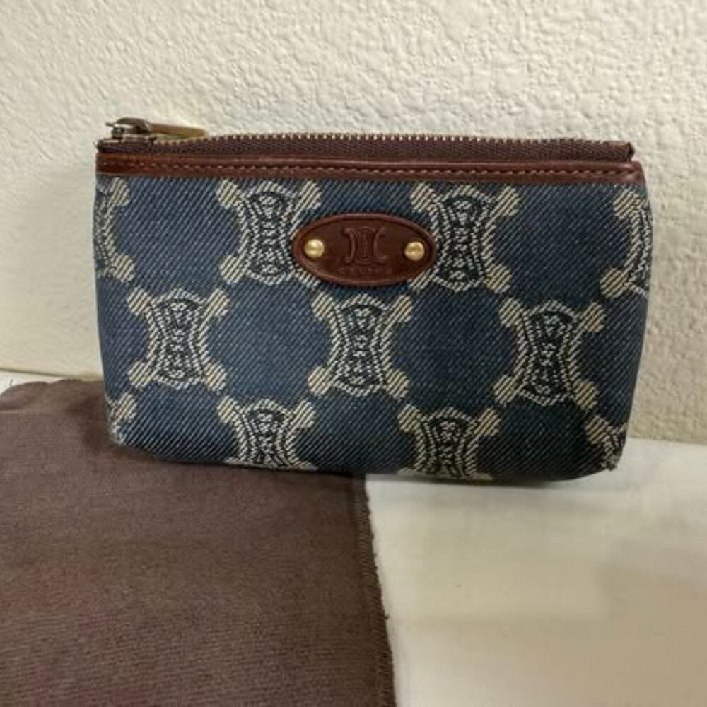 CELINE Denim Paris Macadam Coin Pouch✨